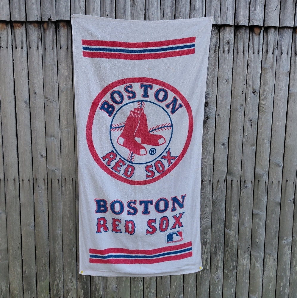 Vintage 80s Boston Red Sox baseball MLB terrycloth graphic beach towel